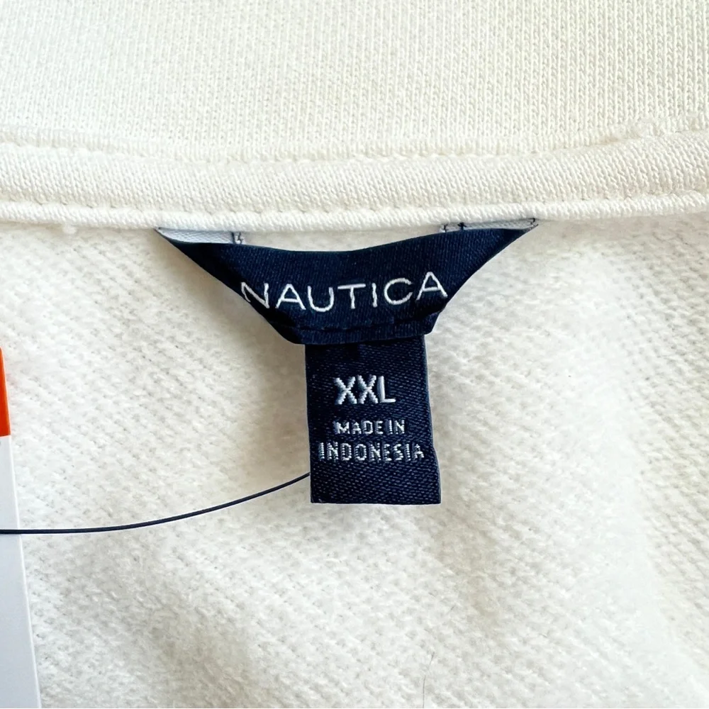 NAUTICA 1/4 Zip Polo Pullover Top Lightweight Sweatshirt White Navy NWT XXL - Picture 9 of 9